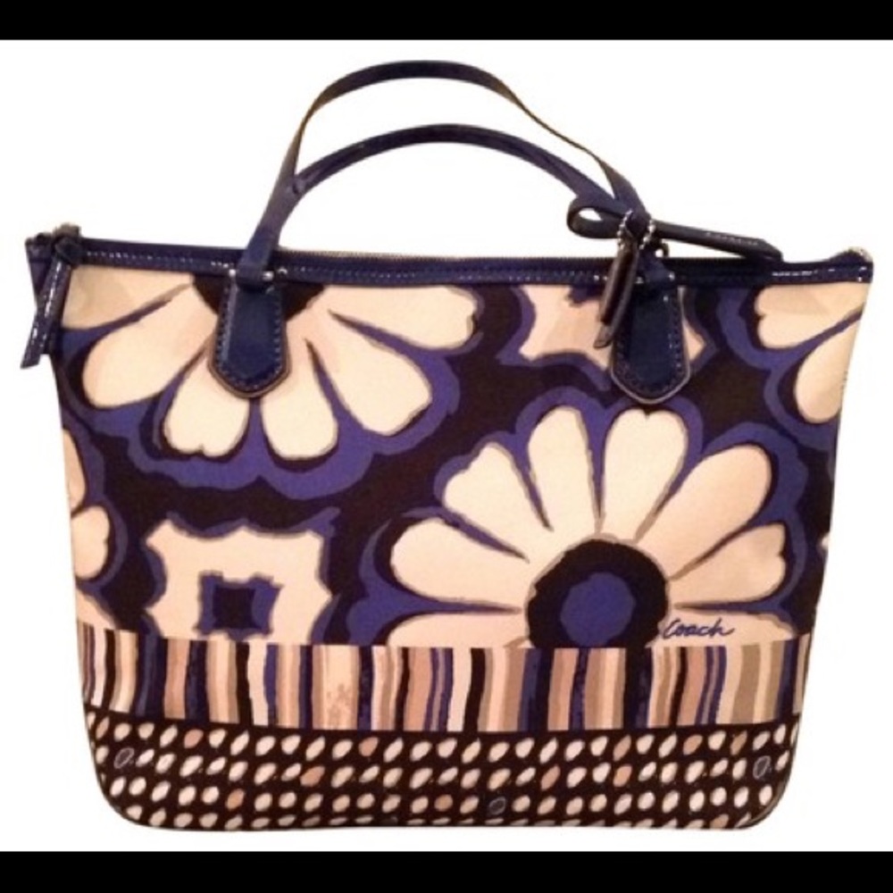 Poppy Flowers Navy Multi Fabric Tote